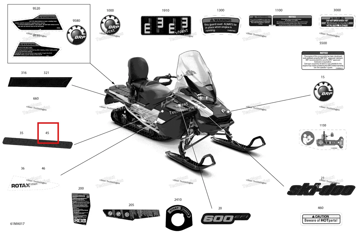Деталь 516010525 на схеме узла 2021 Ski-Doo EXPEDITION SPORT 600 EFI Body - Decals