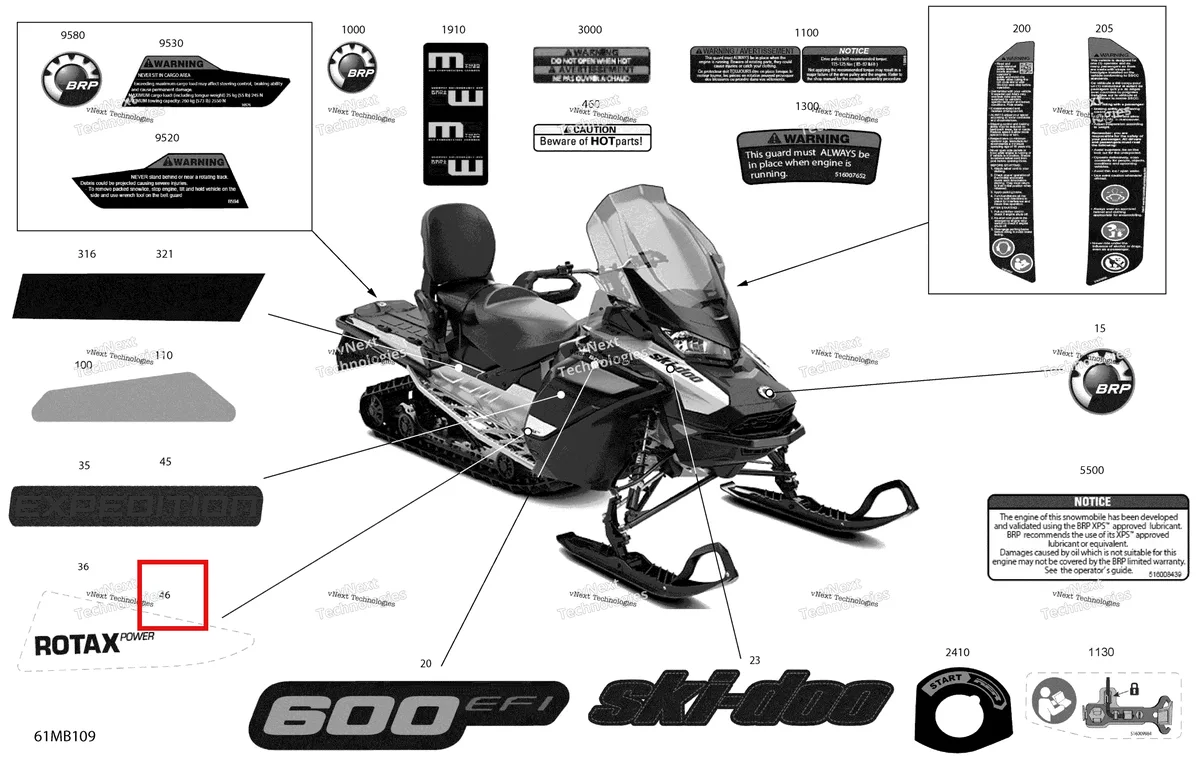 Деталь 516010530 на схеме узла 2022 Ski-Doo EXPEDITION SPORT 600 EFI Body - Decals
