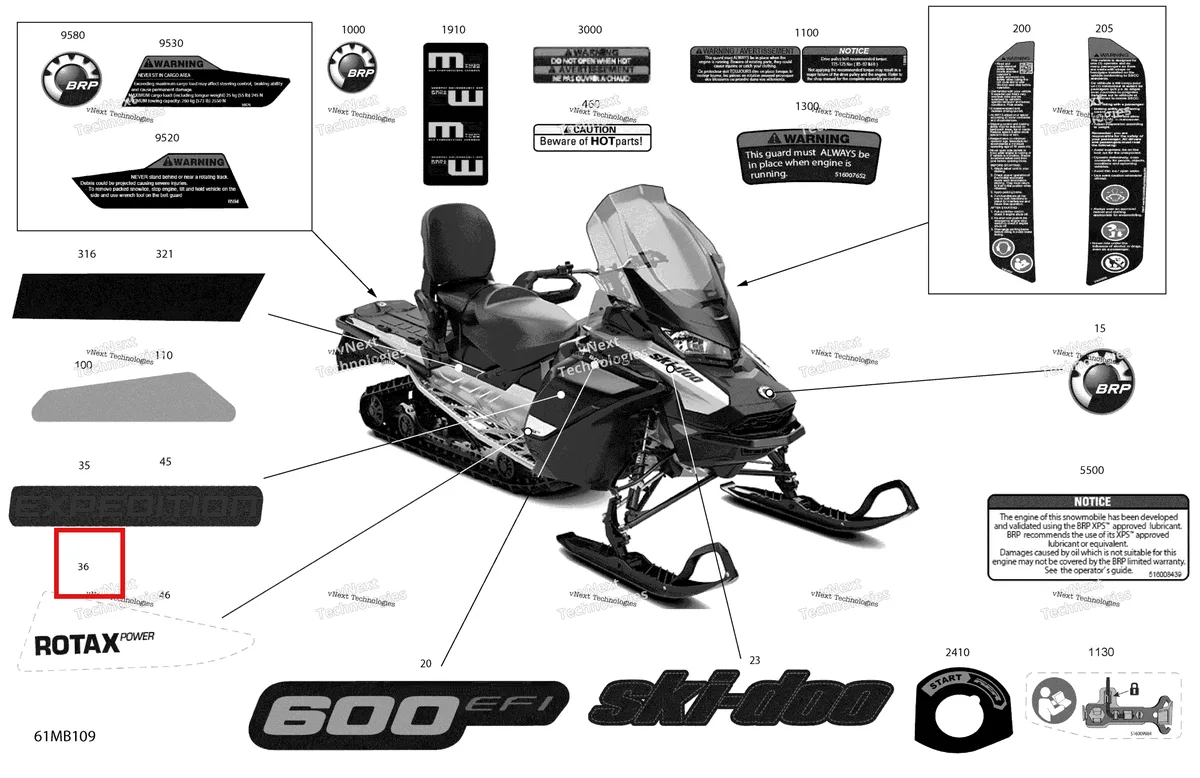 Деталь 516010531 на схеме узла 2022 Ski-Doo EXPEDITION SPORT 600 EFI Body - Decals