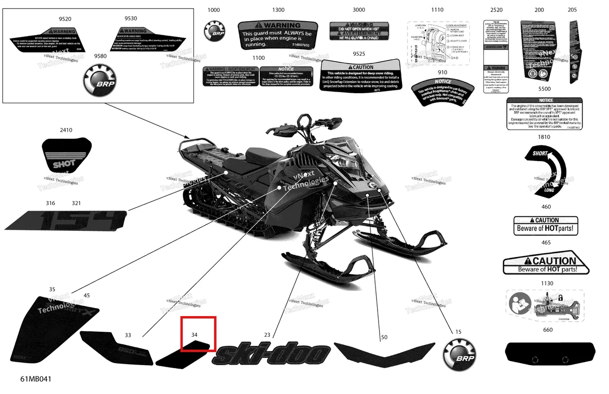 Деталь 516010545 на схеме узла 2022 Ski-Doo SUMMIT 850 E-TEC TURBO - X with EXPERT Package - 154