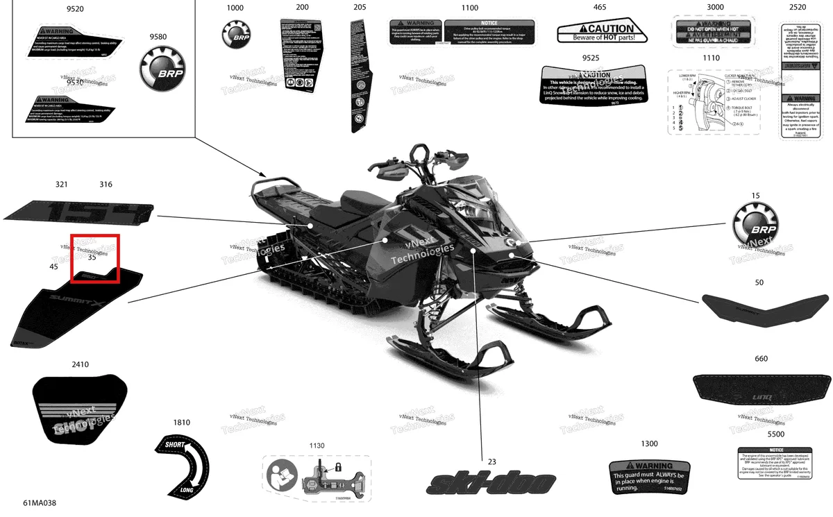 Деталь 516010549 на схеме узла 2021 Ski-Doo SUMMIT 850 E-TEC - X with EXPERT Package - 154