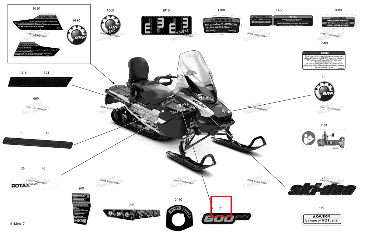 Деталь 516010553 на схеме узла 2021 Ski-Doo EXPEDITION SPORT 600 EFI Body - Decals