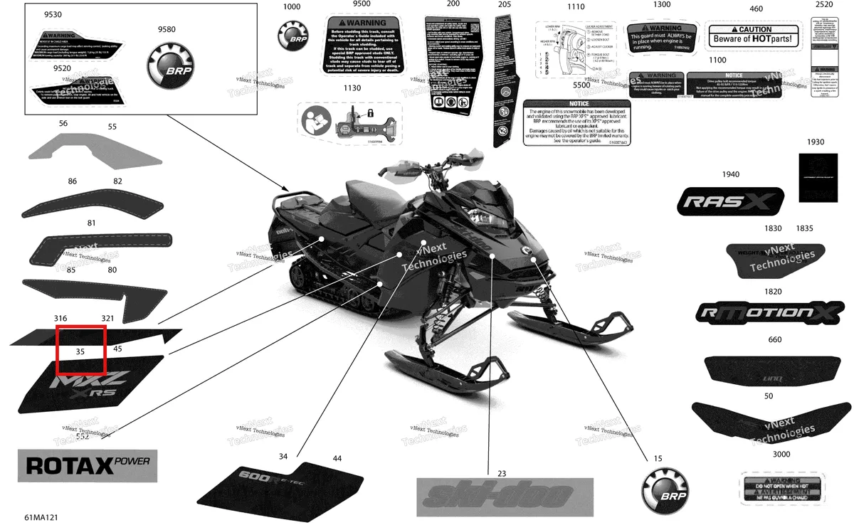 Деталь 516010564 на схеме узла 2021 Ski-Doo MXZ 600R E-TEC - XRS Body - Decals