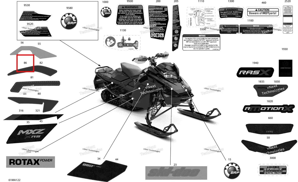 Деталь 516010573 на схеме узла 2021 Ski-Doo MXZ 850 E-TEC - XRS Body - Decals
