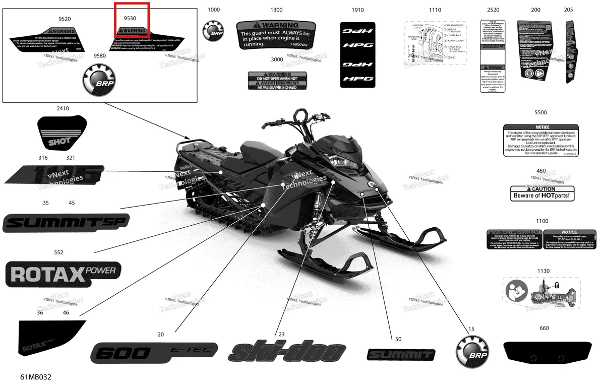 Деталь 516010575 на схеме узла 2022 Ski-Doo SUMMIT 600R E-TEC - SP - Package 146