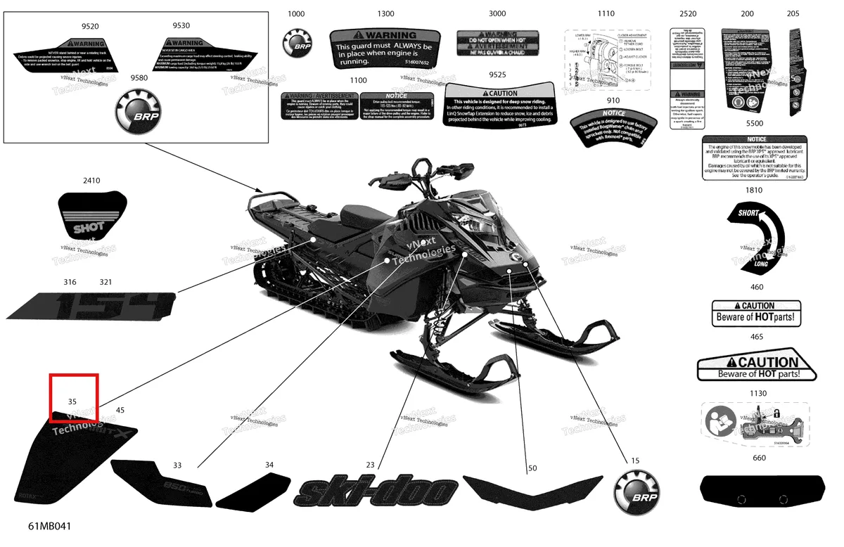 Деталь 516010770 на схеме узла 2022 Ski-Doo SUMMIT 850 E-TEC TURBO - X with EXPERT Package - 154