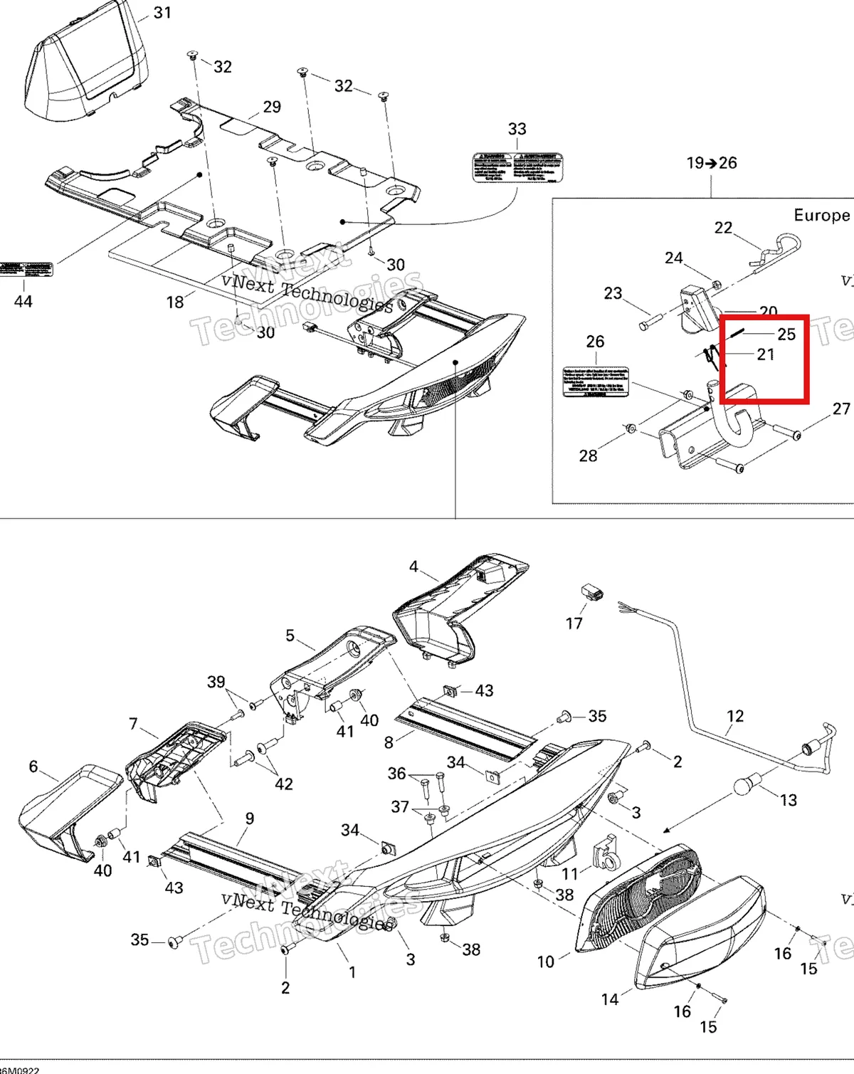 Деталь 517152800 (Пружина) на схеме узла 2009 Ski-Doo GTX Fan Luggage Rack