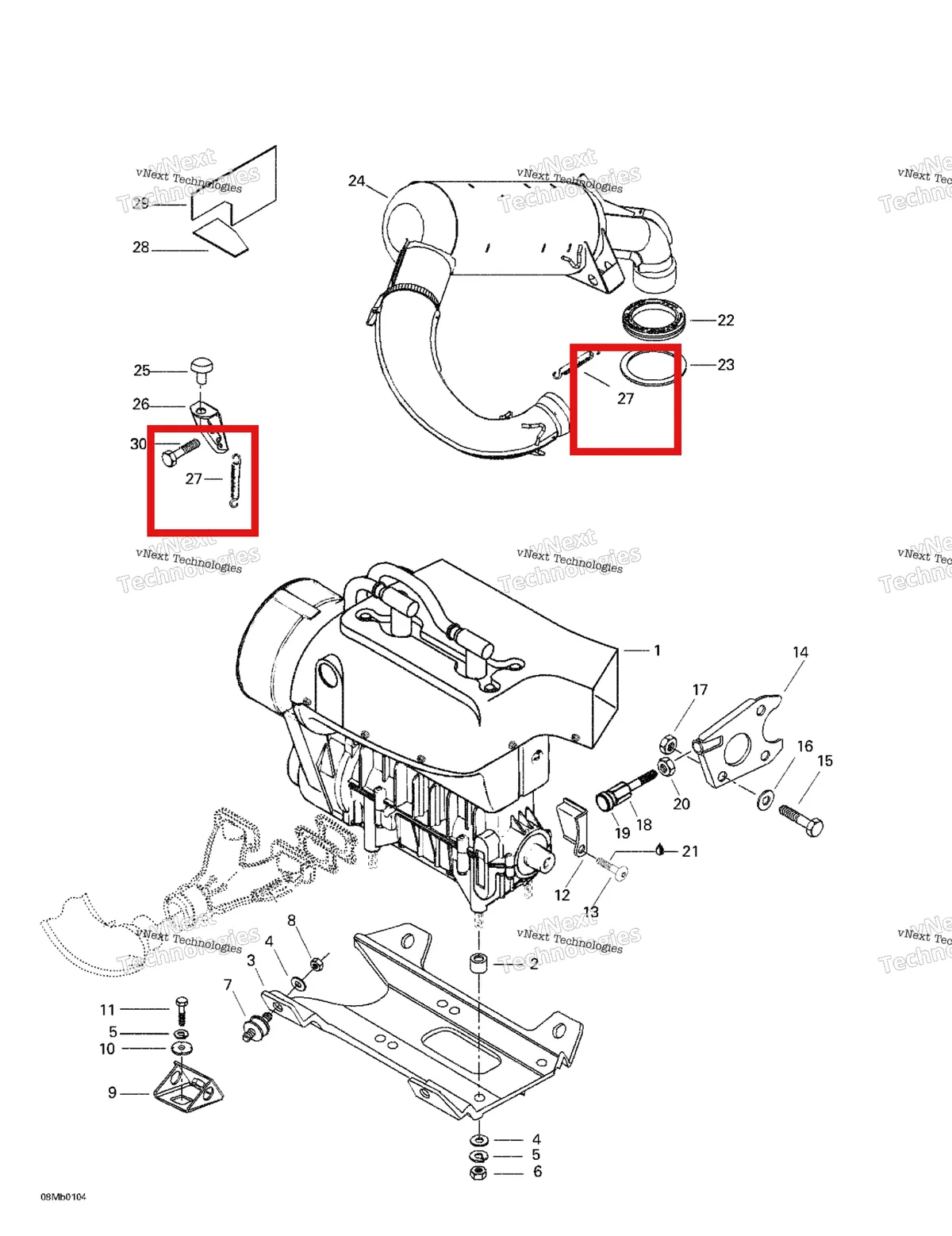 Деталь 517182100 (Пружина) на схеме узла 2001 Ski-Doo Formula Deluxe 380 F Engine Support And Muffler