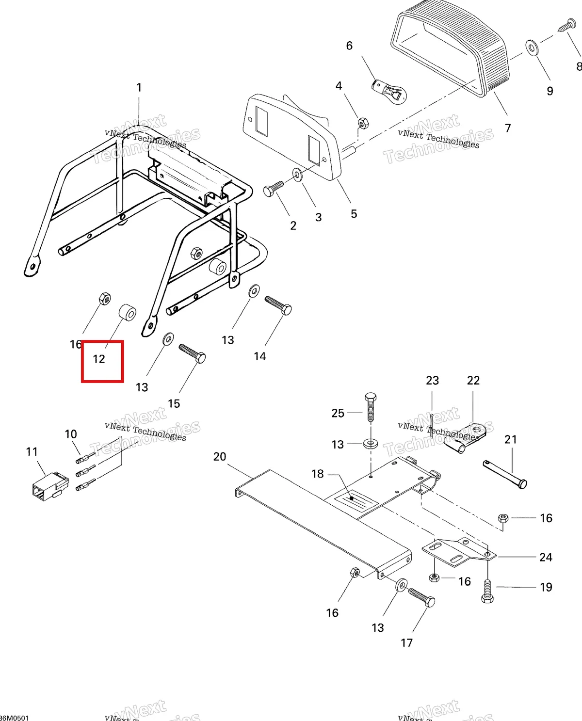 Деталь 517185600 (Гильца) на схеме узла 2005 Ski-Doo Tundra R Luggage Rack
