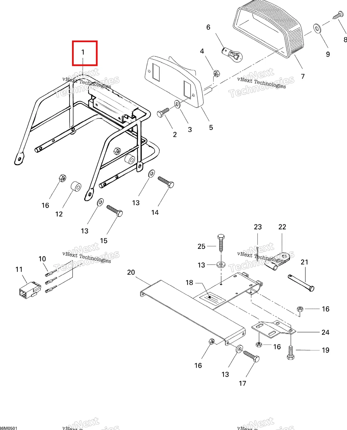Деталь 517191500 на схеме узла 2005 Ski-Doo Tundra R Luggage Rack