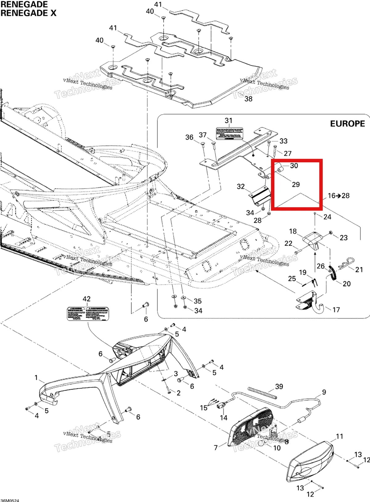 Деталь 517191700 (Гильца) на схеме узла 2005 Ski-Doo MX Z 600 HO Renegade Luggage Rack