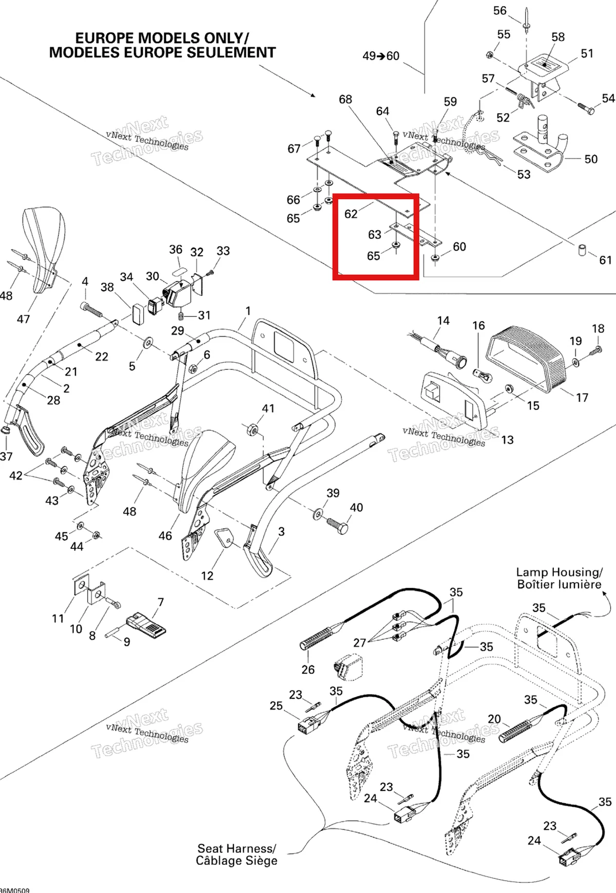 Деталь 517223500 на схеме узла 2005 Ski-Doo Legend V-1000 Luggage Rack