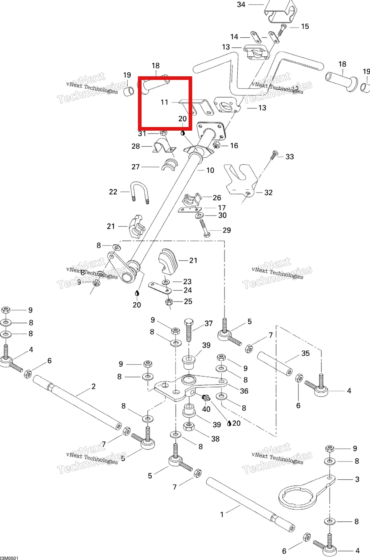 Деталь 517224200 на схеме узла 2005 Ski-Doo Tundra R Steering System