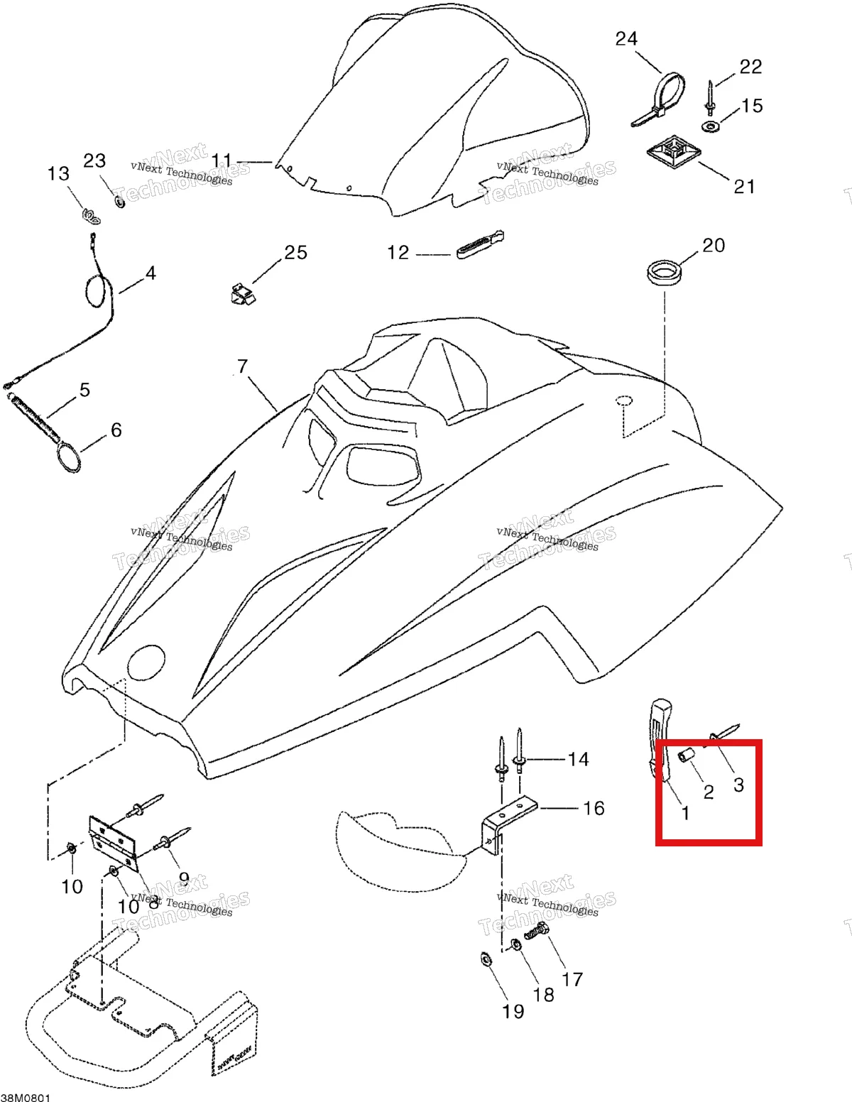 Деталь 517245900 на схеме узла 2008 Ski-Doo Mini Z Cab And Console