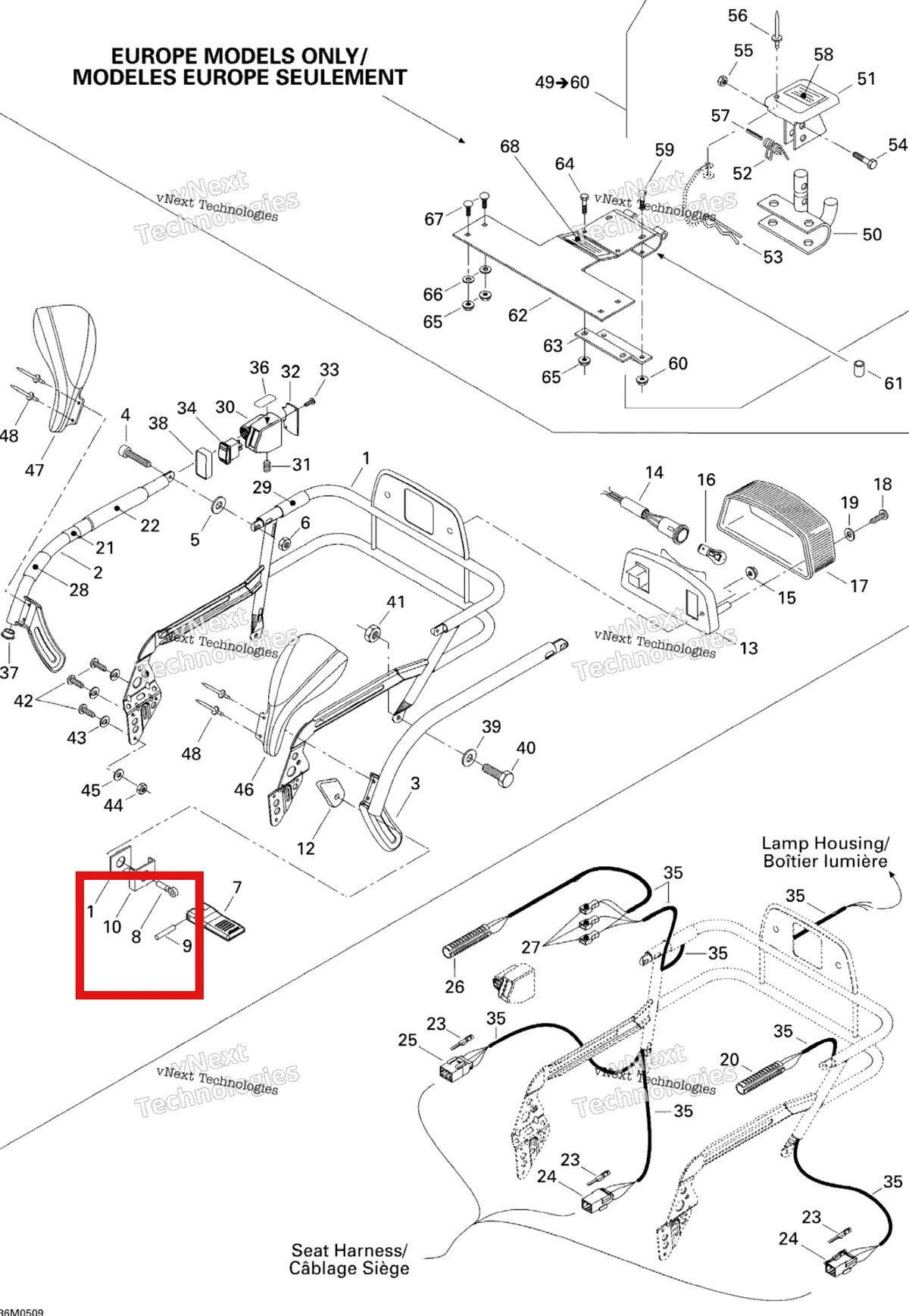 Деталь 517250100 (Деталь Eye-bolt) на схеме узла 2005 Ski-Doo Legend V-1000 Luggage Rack