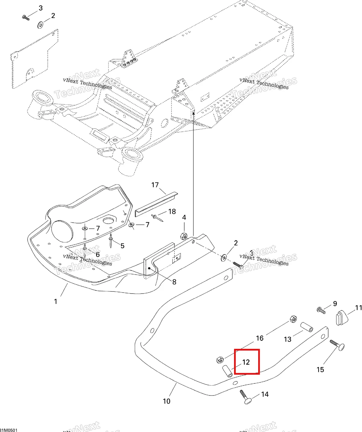 Деталь 517250600 на схеме узла 2005 Ski-Doo Tundra R Bottom Pan