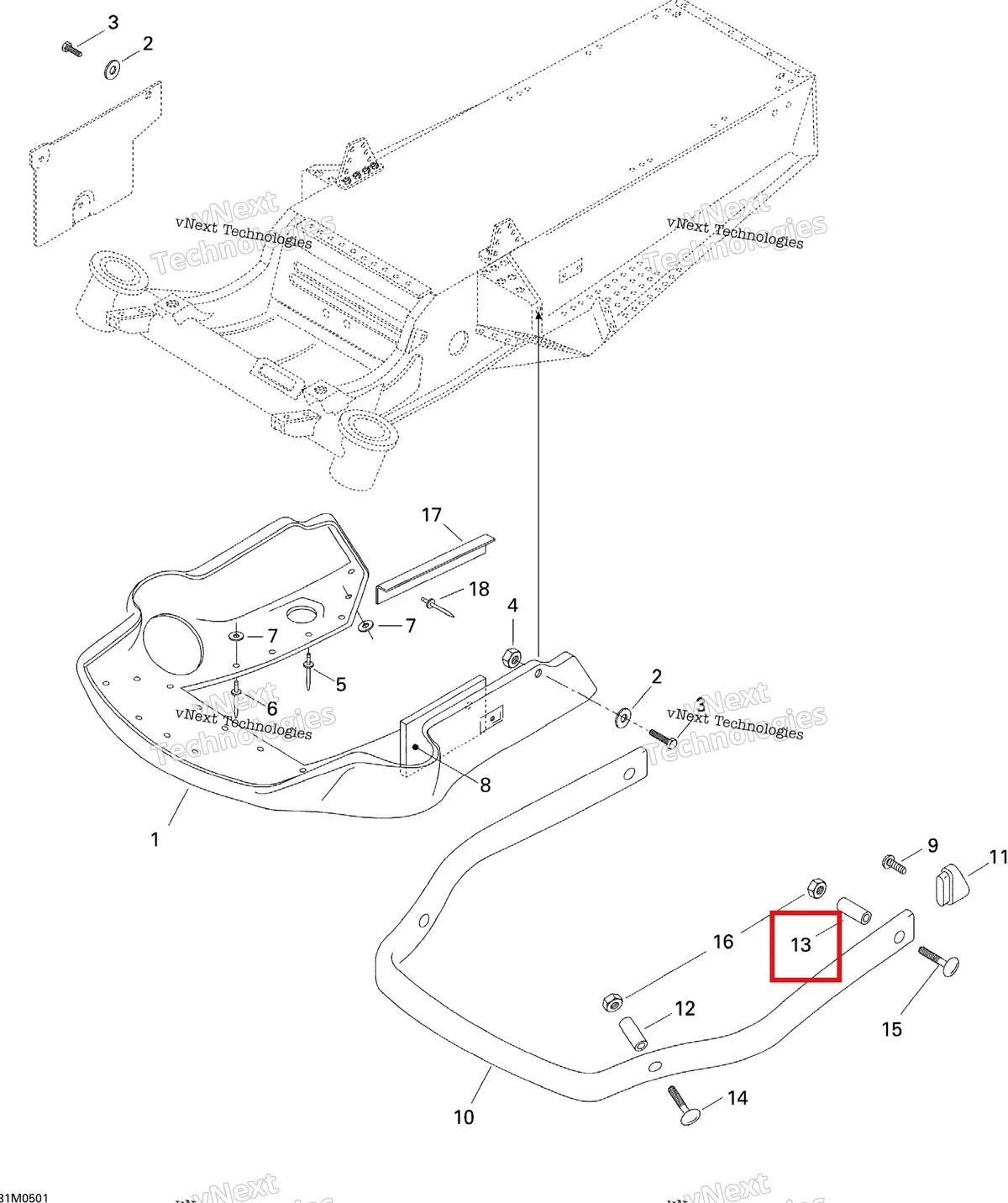 Деталь 517250700 на схеме узла 2005 Ski-Doo Tundra R Bottom Pan