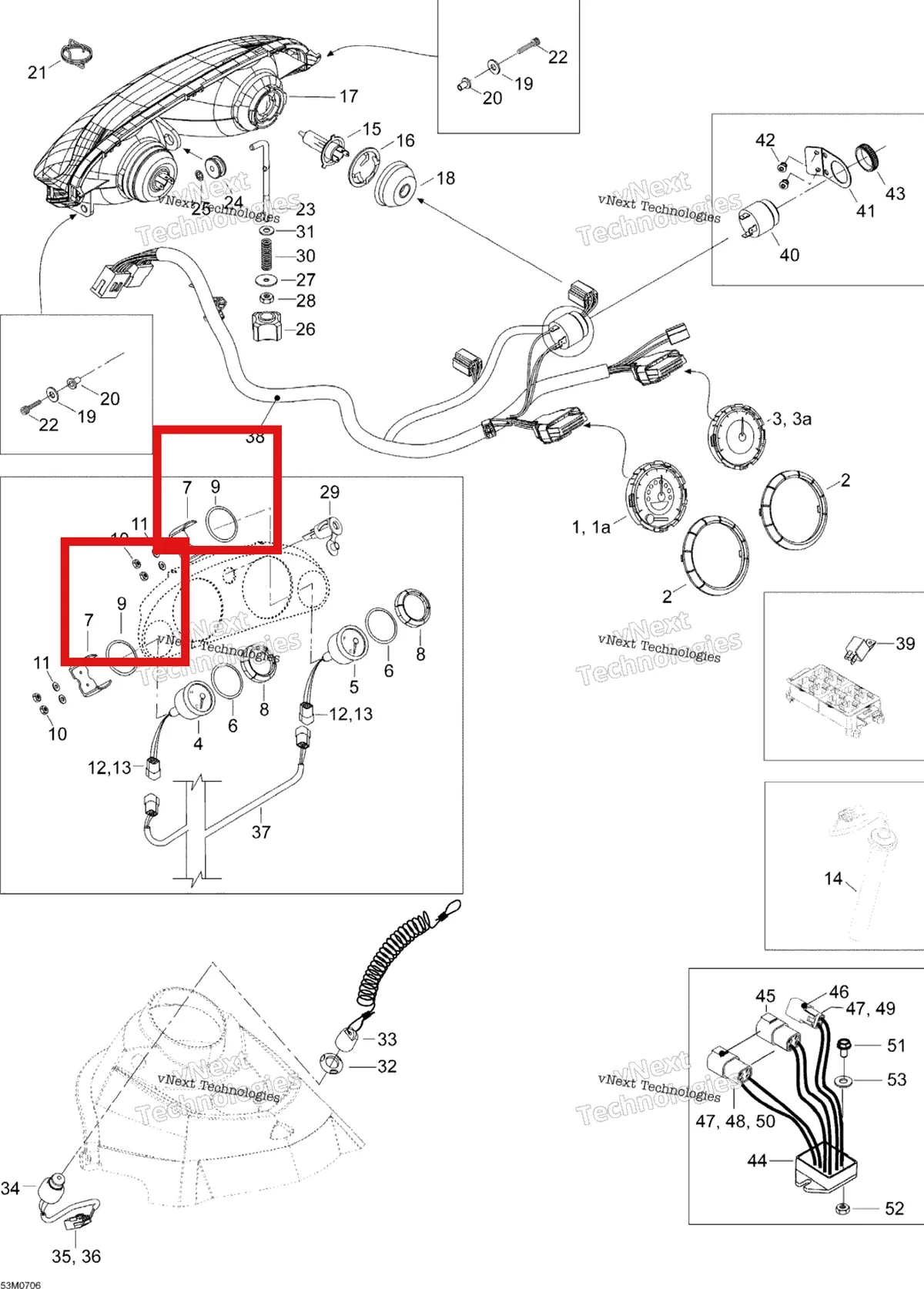 Деталь 517258600 (Шайба) на схеме узла 2007 Ski-Doo Expedition TUV V800 Electrical Accessories