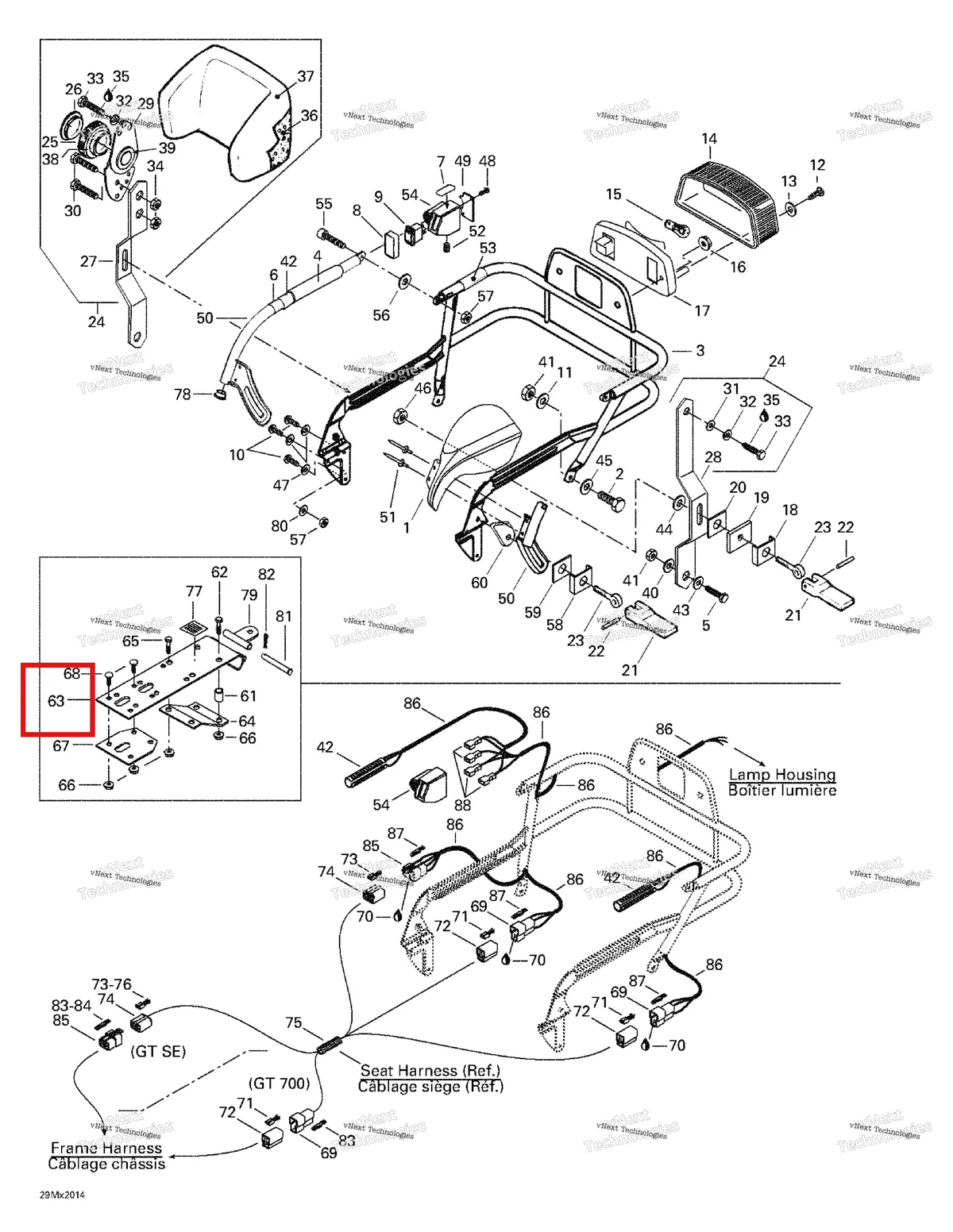 Деталь 517275500 на схеме узла 2000 Ski-Doo Grand Touring 700 Luggage Rack, Hitch