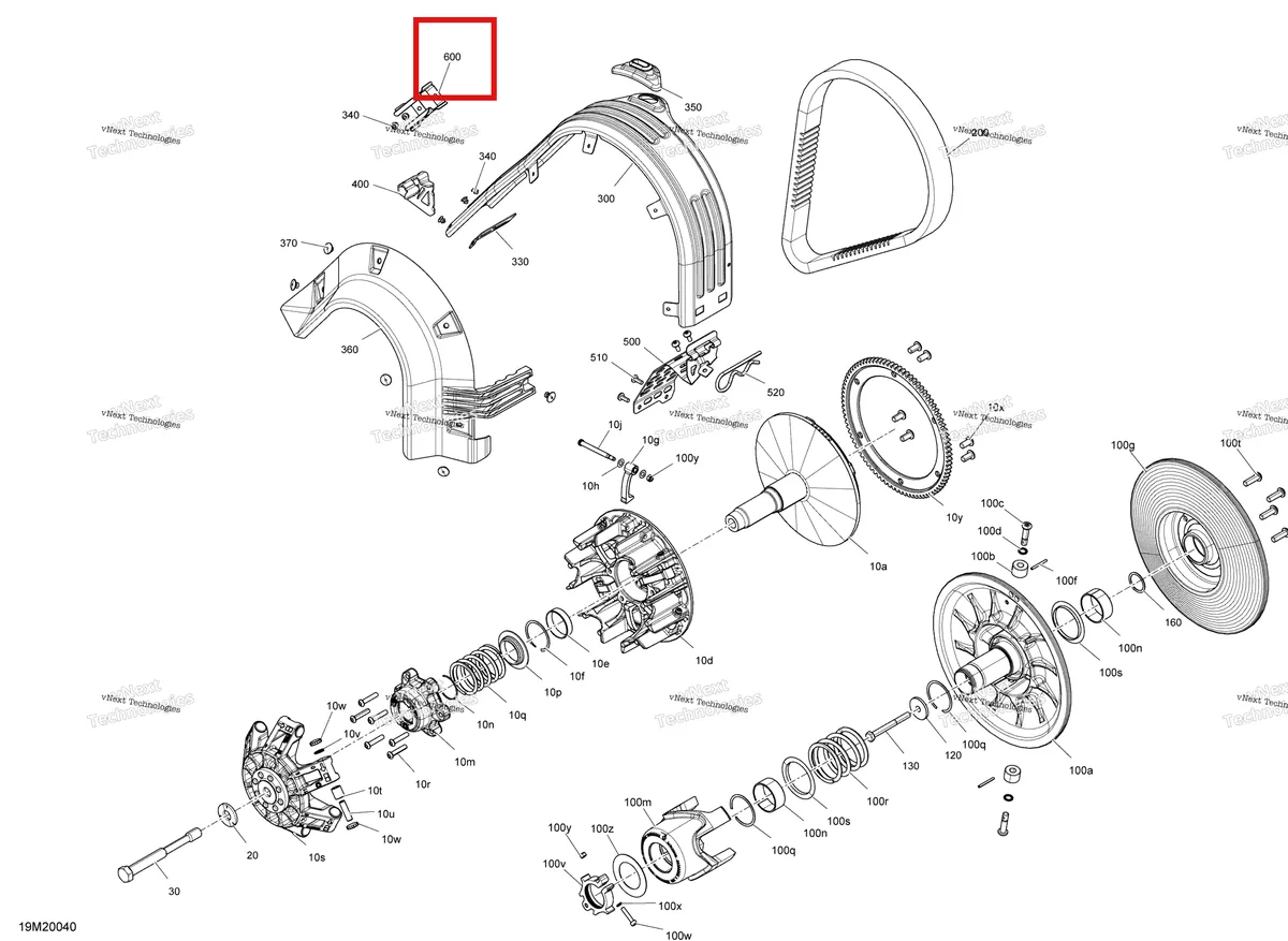 Деталь 517281905 (хомут) на схеме узла 2020 Ski-Doo TUNDRA 550F Pulley - System