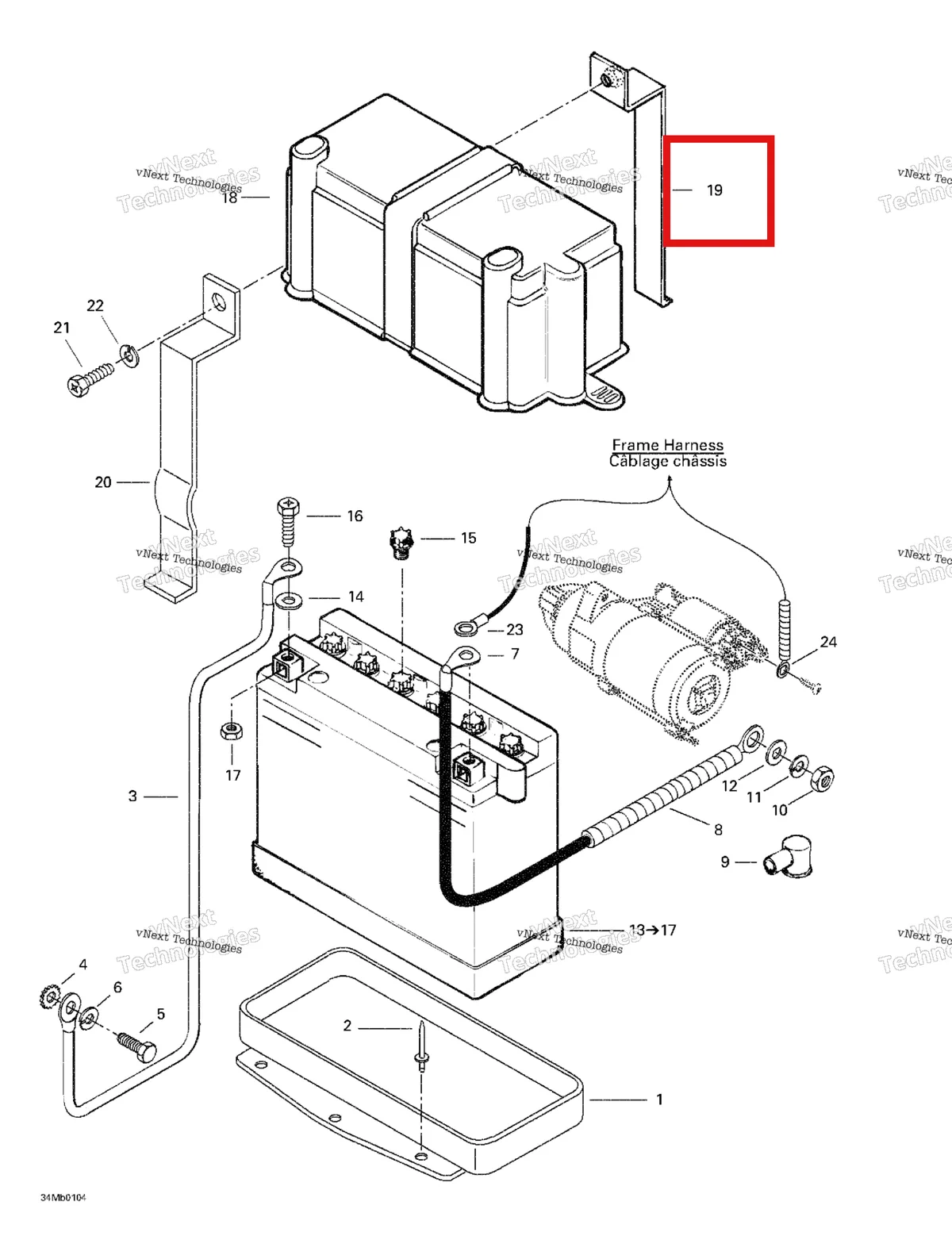 Деталь 517286000 (Деталь Steel Strip) на схеме узла 2001 Ski-Doo Formula Deluxe 380 F Battery