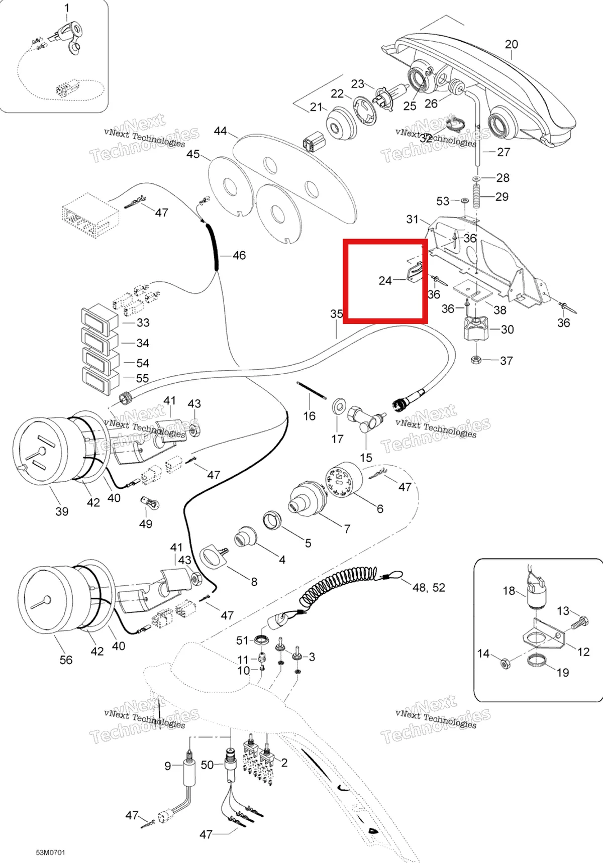 Деталь 517289400 (Поддержка) на схеме узла 2007 Ski-Doo Skandic SUV 550F Electrical Accessories 550F Suv
