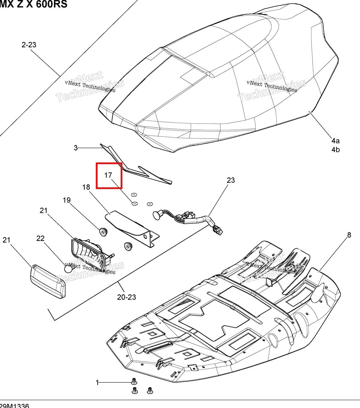 Деталь 517297900 (Шайба) на схеме узла 2013 Ski-Doo MXZ X 600RS XP Seat