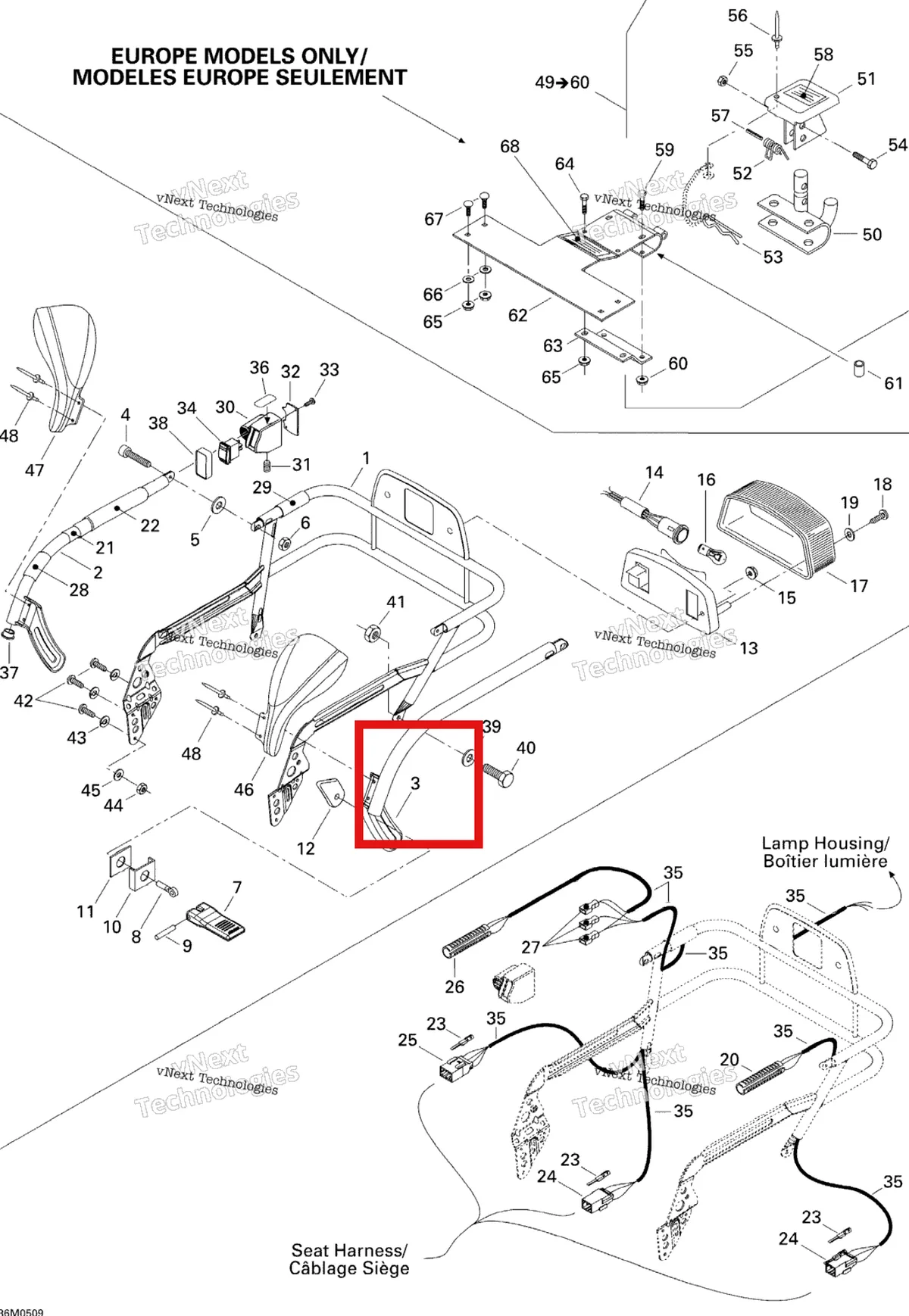 Деталь 517300900 на схеме узла 2005 Ski-Doo Legend V-1000 Luggage Rack