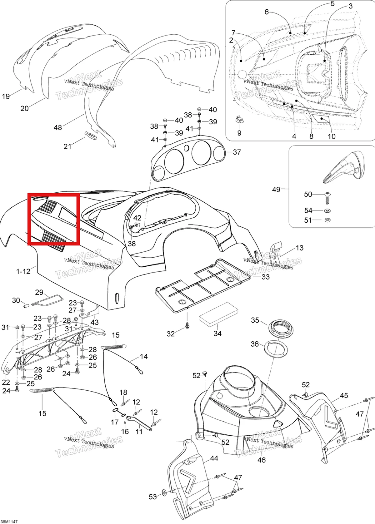 Деталь 517302003 (Деталь Windshield Support) на схеме узла 2011 Ski-Doo Skandic SWT V800 YetiII Hood
