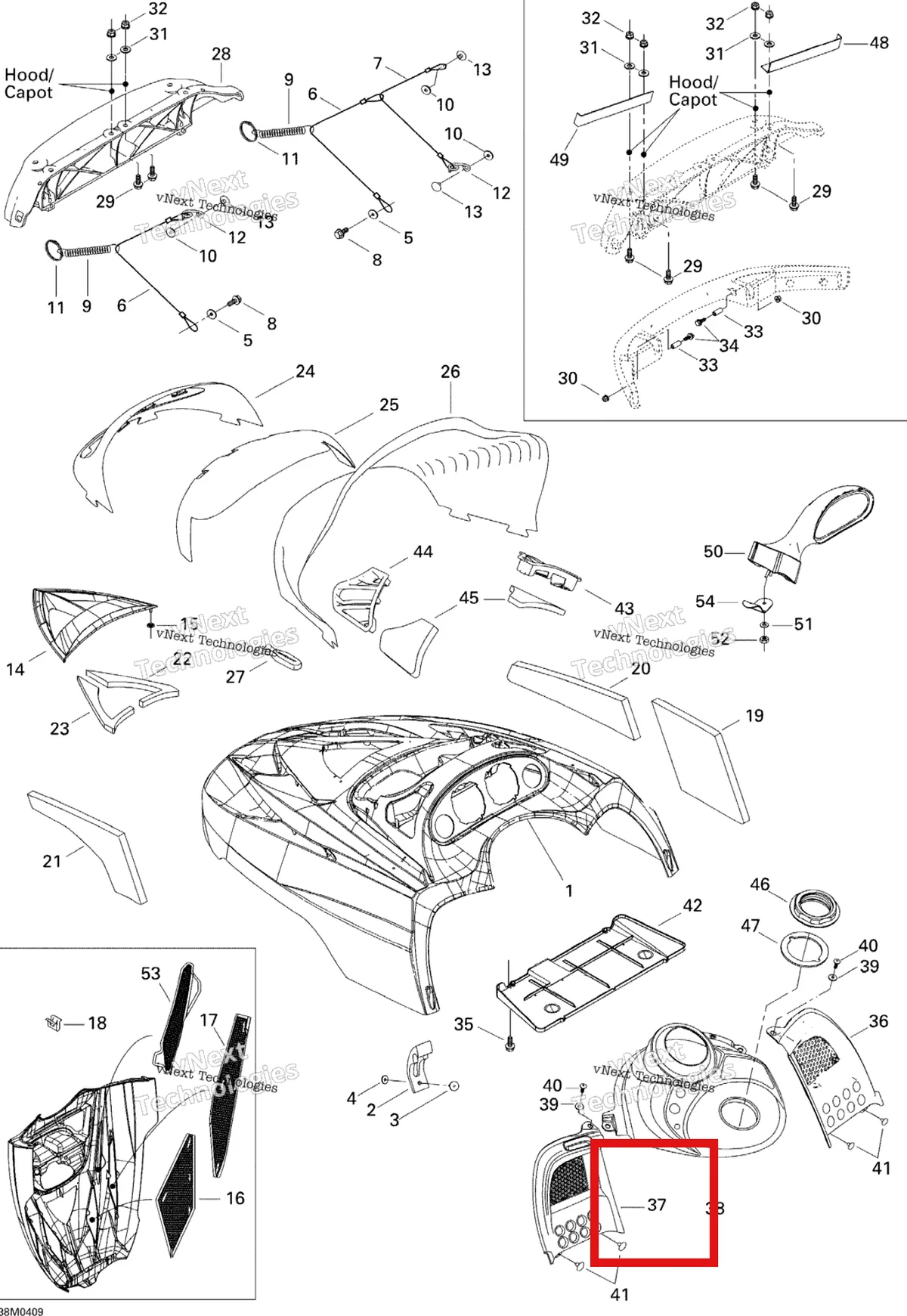 Деталь 517302006 (Деталь Lh Console) на схеме узла 2005 Ski-Doo Legend V-1000 Cab And Console