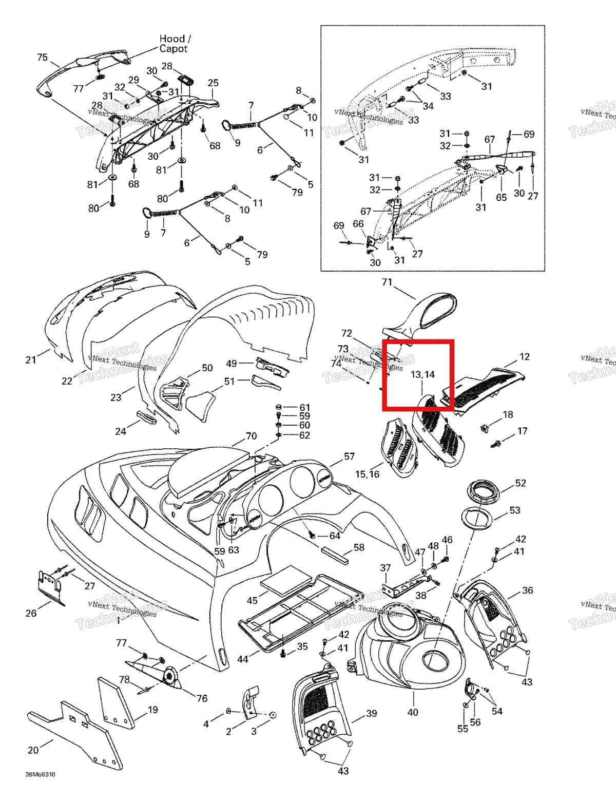 Деталь 517302028 на схеме узла 2003 Ski-Doo Grand Touring 500/600/700 Cab, Console