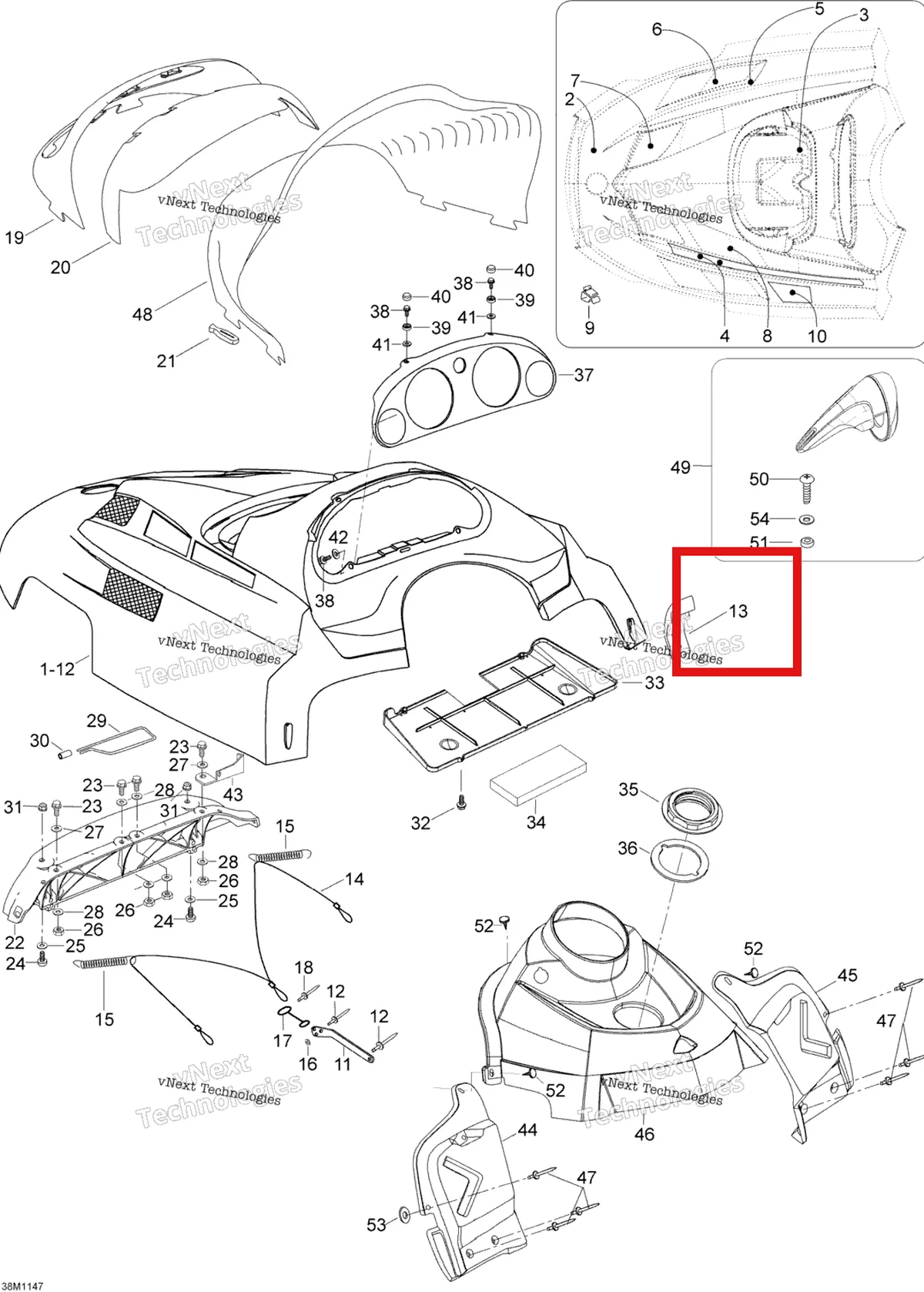 Деталь 517302152 (Защёлка) на схеме узла 2012 Ski-Doo Skandic SWT V800 YetiII Hood
