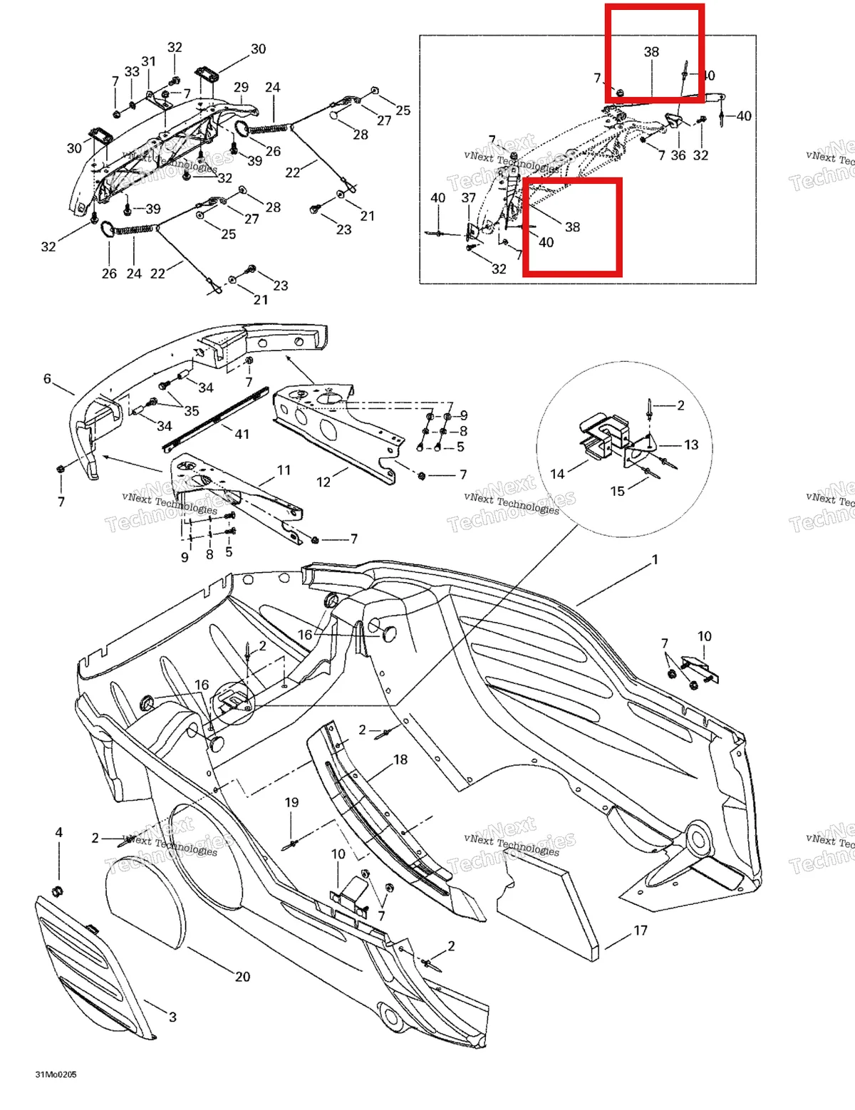 Деталь 517302256 на схеме узла 2002 Ski-Doo Grand Touring 500/600/700/800 Bottom Pan