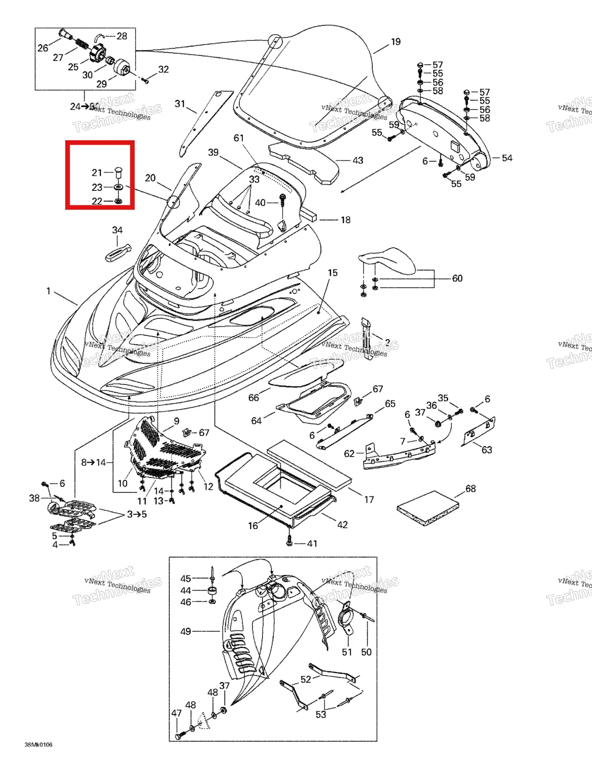 Деталь 517302264 на схеме узла 2001 Ski-Doo Grand Touring 800 SE Cab, Console