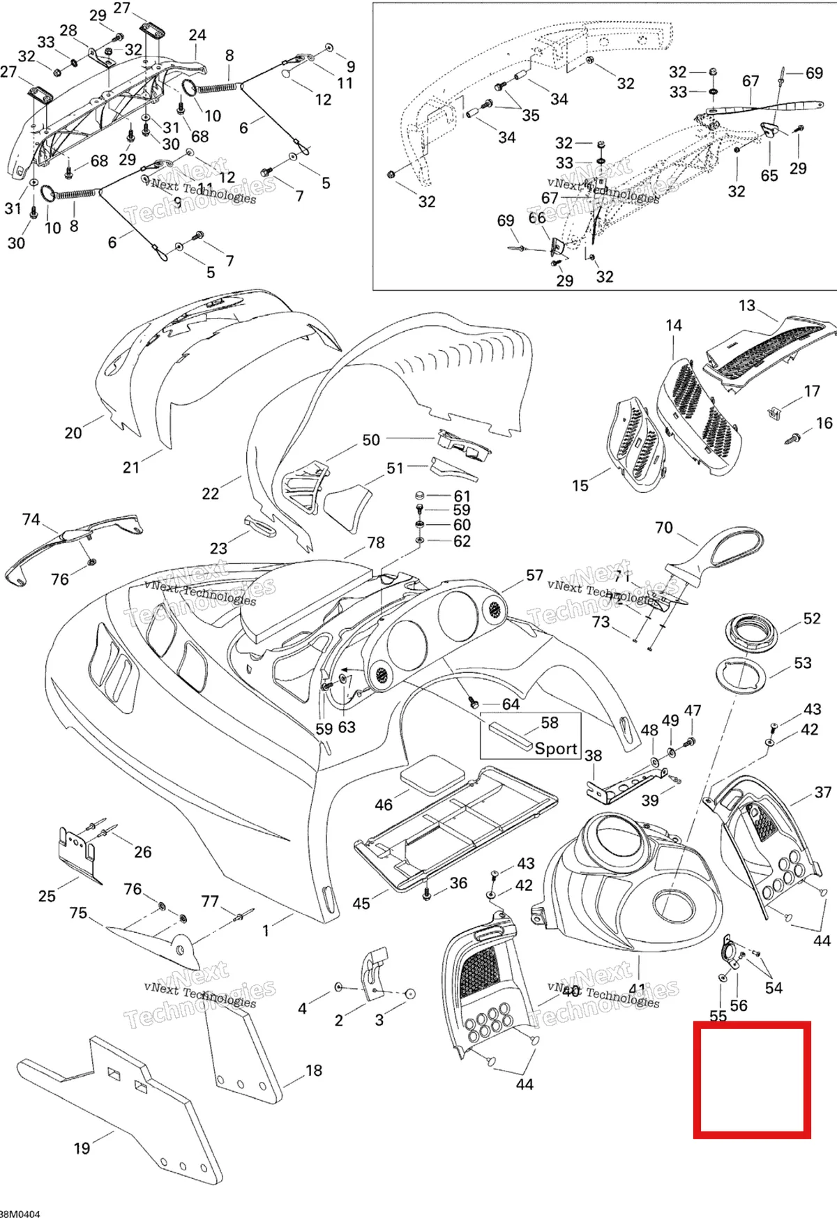Деталь 517302317 на схеме узла 2004 Ski-Doo Legend 700 Cab, Console