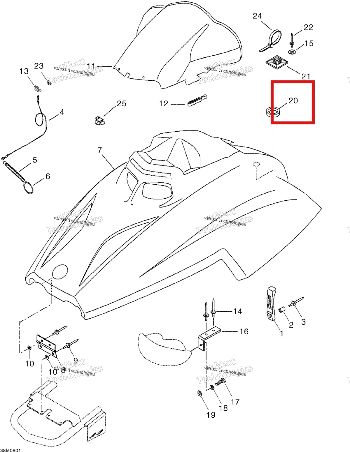 Деталь 517302380 на схеме узла 2008 Ski-Doo Mini Z Cab And Console
