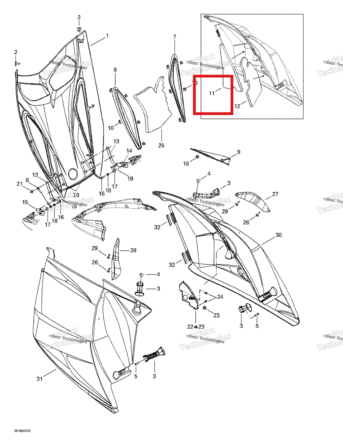 Деталь 517302512 на схеме узла 2003 Ski-Doo MX Z Blair Morgan Special Edition Hood