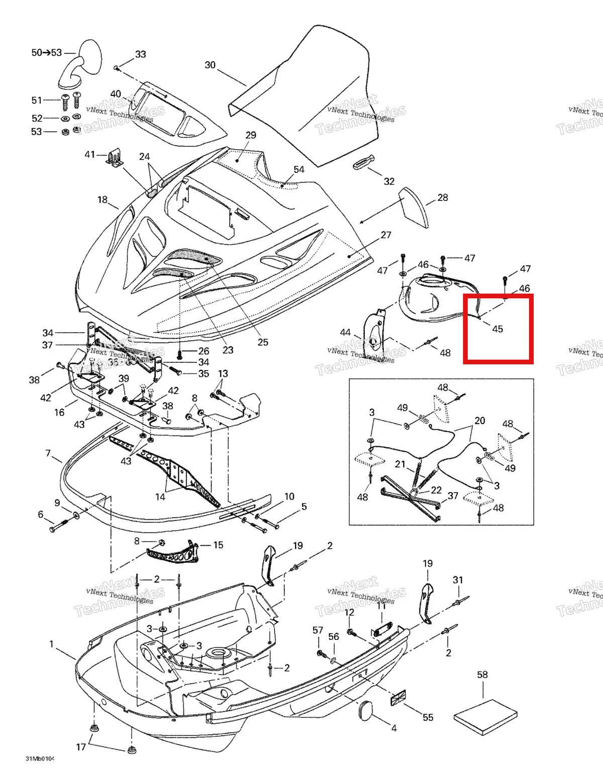 Деталь 517302524 (Деталь Switch Dash) на схеме узла 2001 Ski-Doo Formula Deluxe 380 F Cab, Console