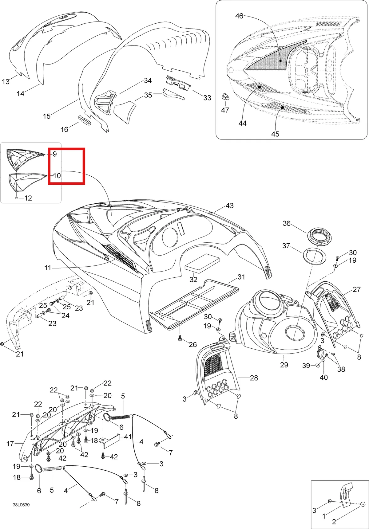 Деталь 517302560 (Деталь Windshield, High) на схеме узла 09- Hood