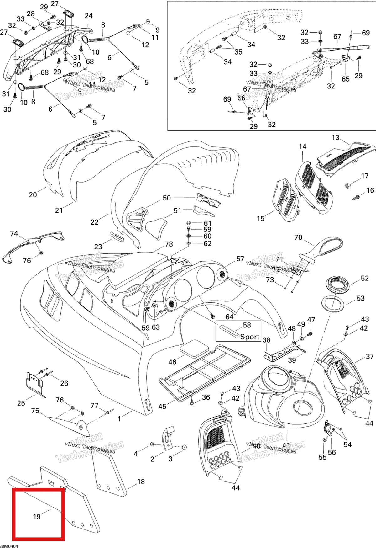 Деталь 517302630 на схеме узла 2004 Ski-Doo Legend 500 SS Cab, Console
