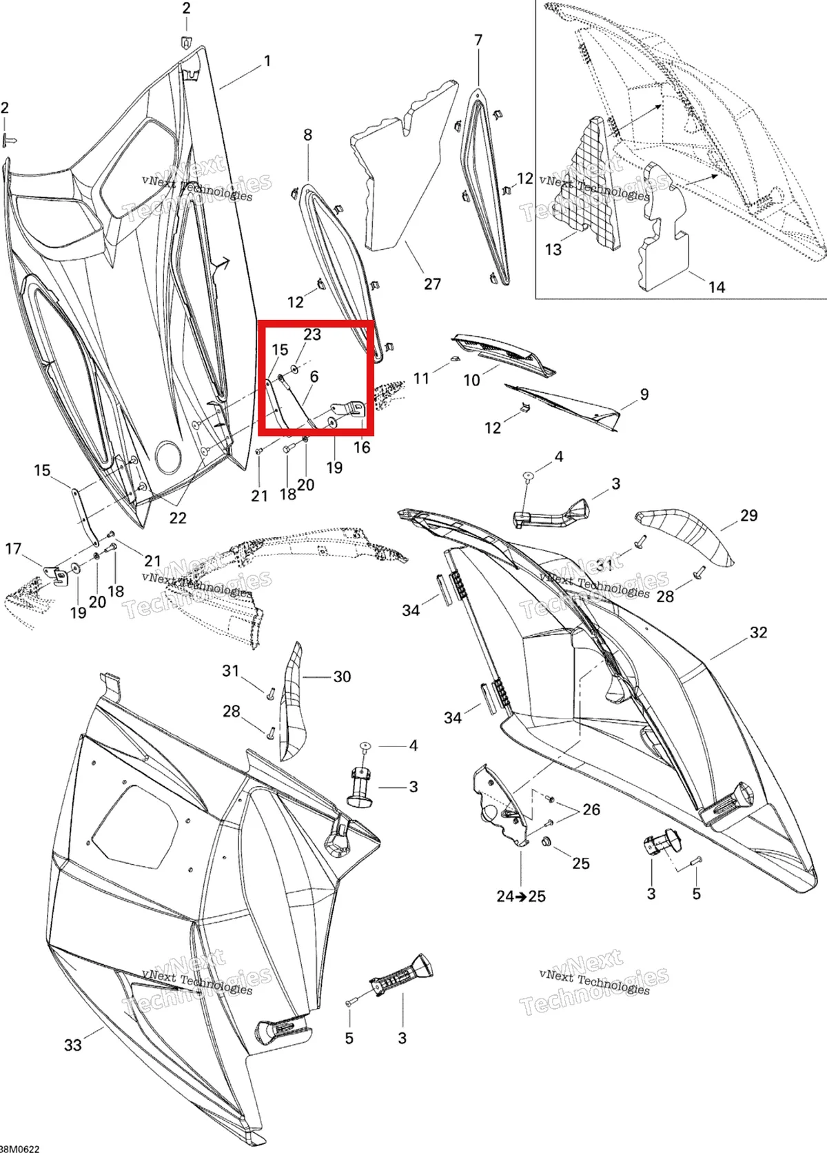 Деталь 517302673 на схеме узла 2006 Ski-Doo Expedition 550F Hood