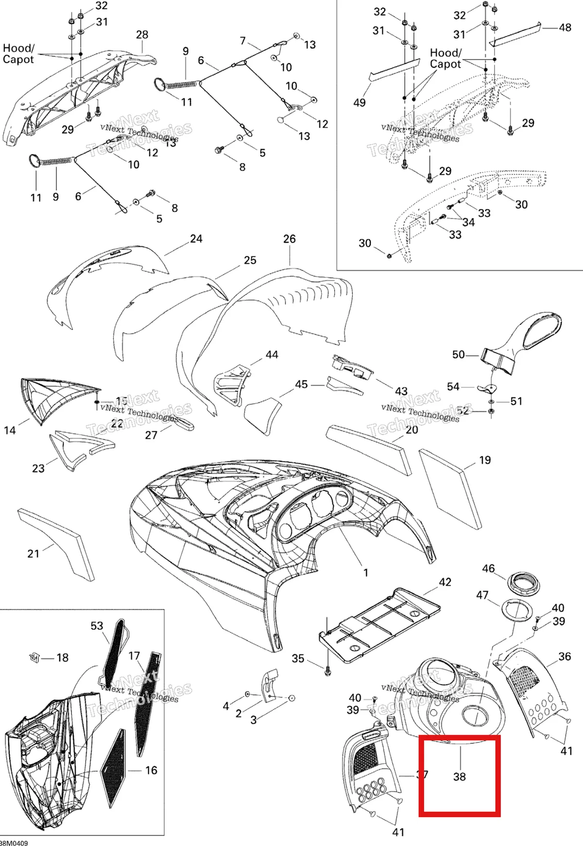 Деталь 517302702 (Деталь Consol) на схеме узла 2005 Ski-Doo Legend V-1000 Cab And Console