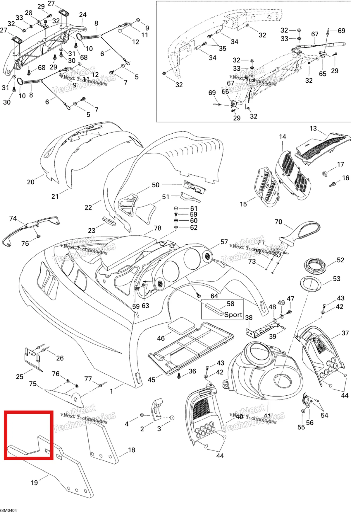 Деталь 517302780 на схеме узла 2004 Ski-Doo Legend 700 Cab, Console