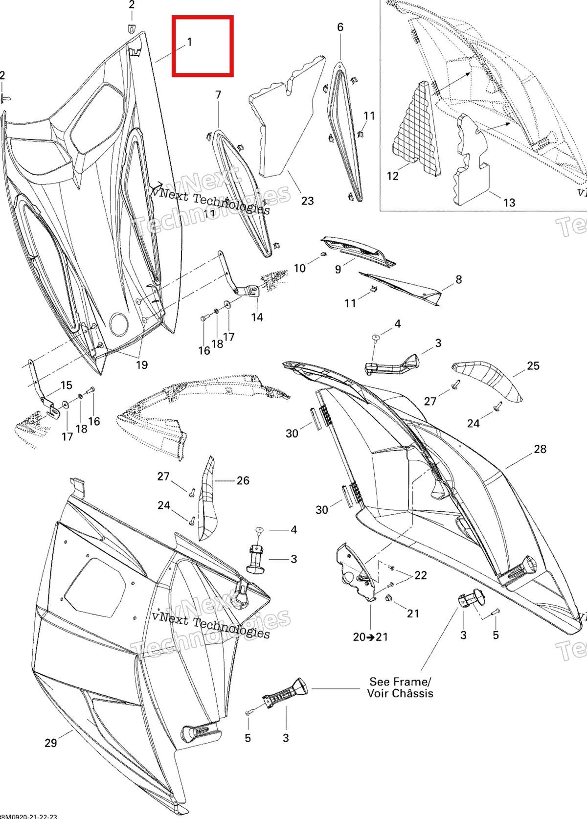 Деталь 517302788 на схеме узла 2009 Ski-Doo GSX Fan Hood