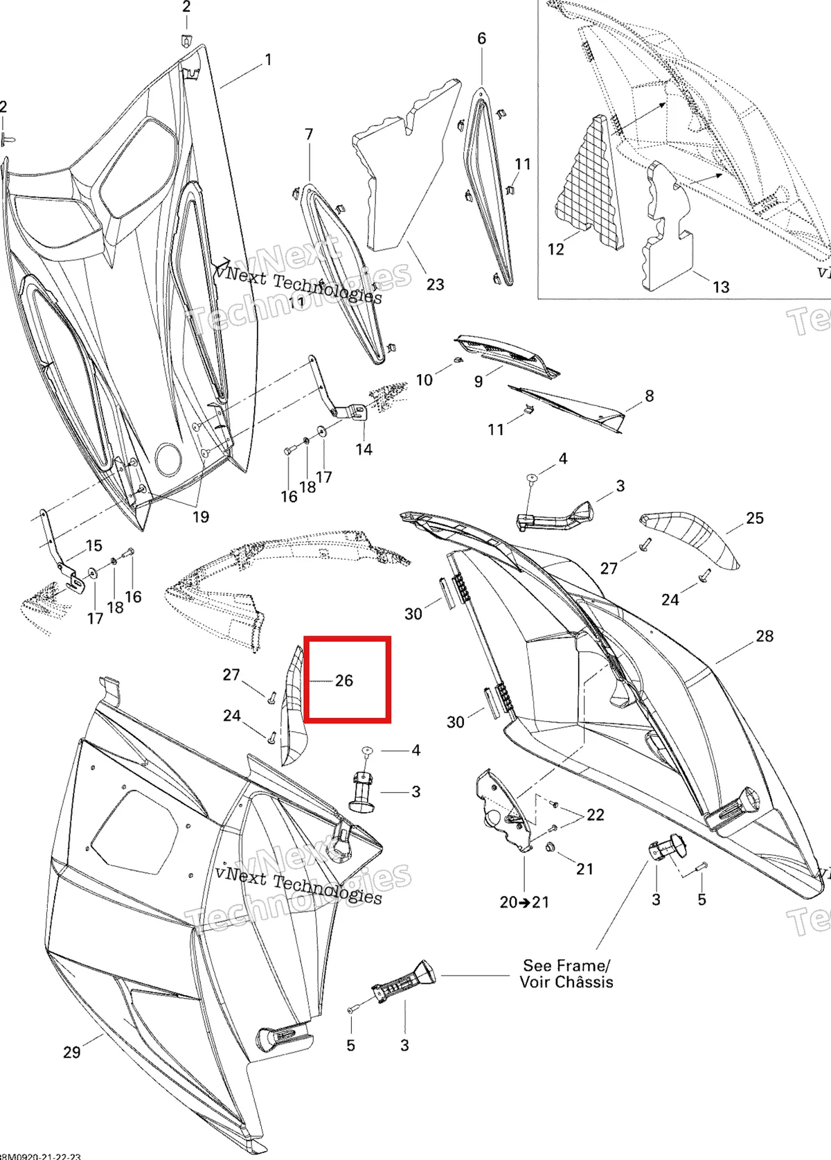 Деталь 517302801 на схеме узла 2009 Ski-Doo GSX Fan Hood