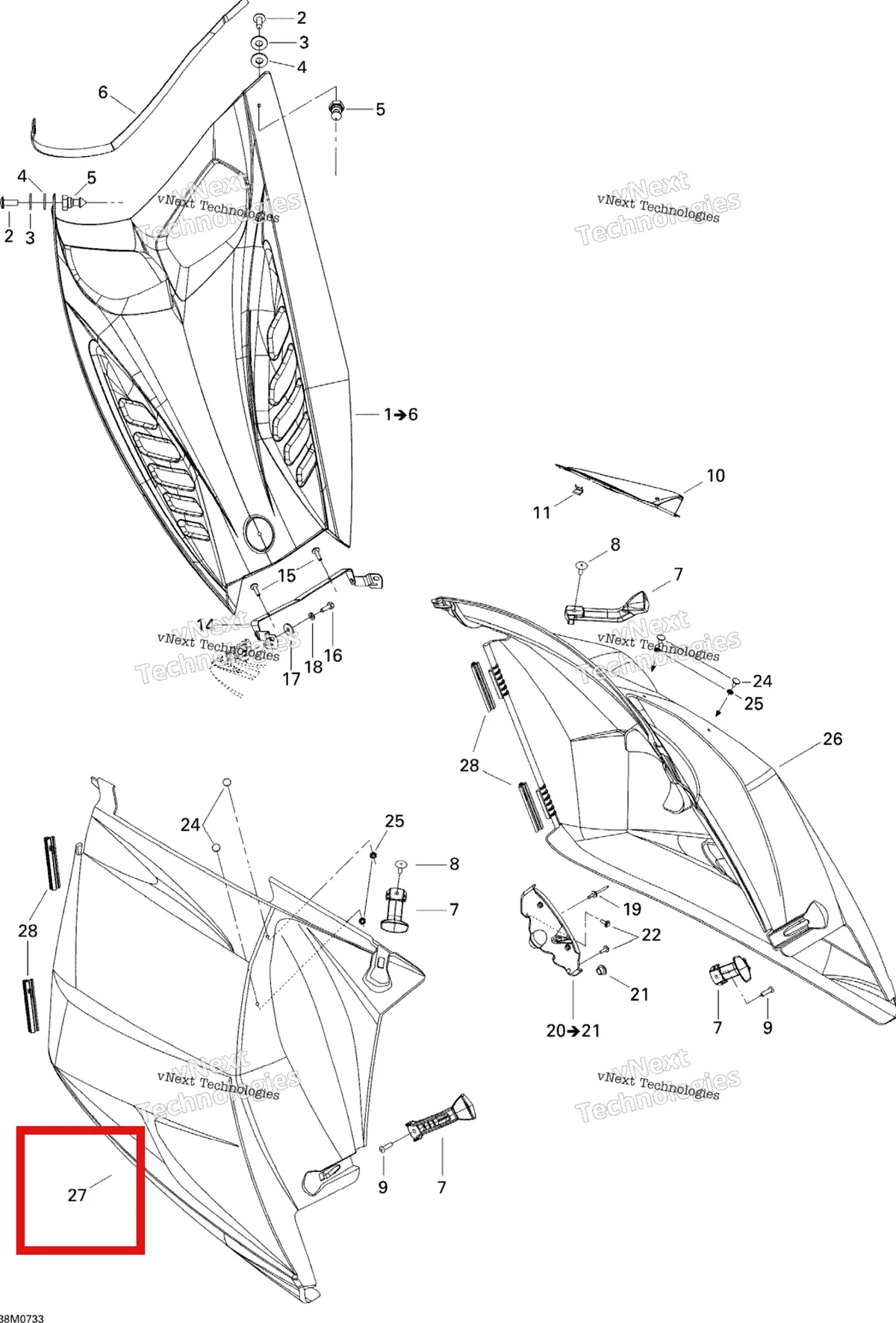Деталь 517302805 на схеме узла 2007 Ski-Doo MX Z 440X Racing Hood