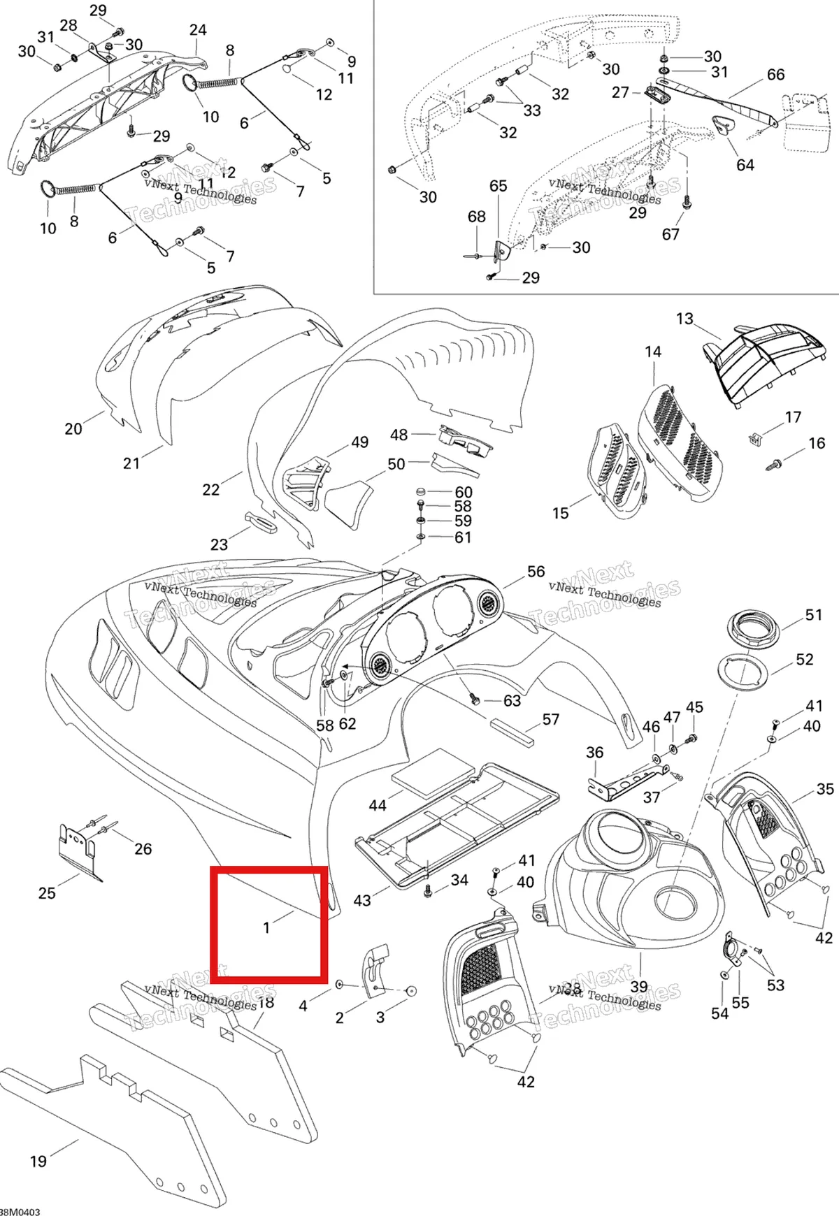 Деталь 517302846 на схеме узла 2004 Ski-Doo Skandic 550F Cab, Console Skandic 550F