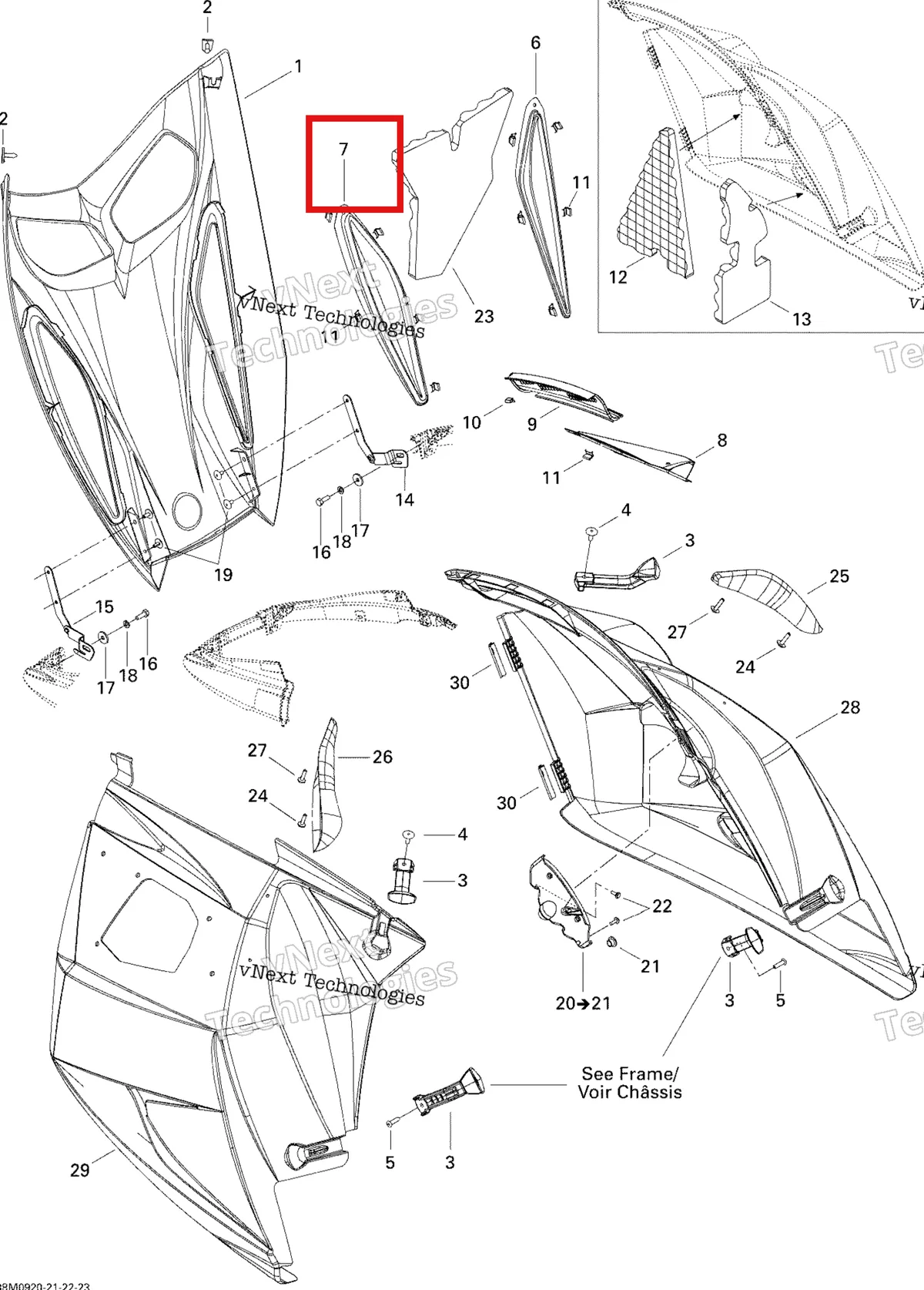 Деталь 517302937 на схеме узла 2009 Ski-Doo GSX Fan Hood