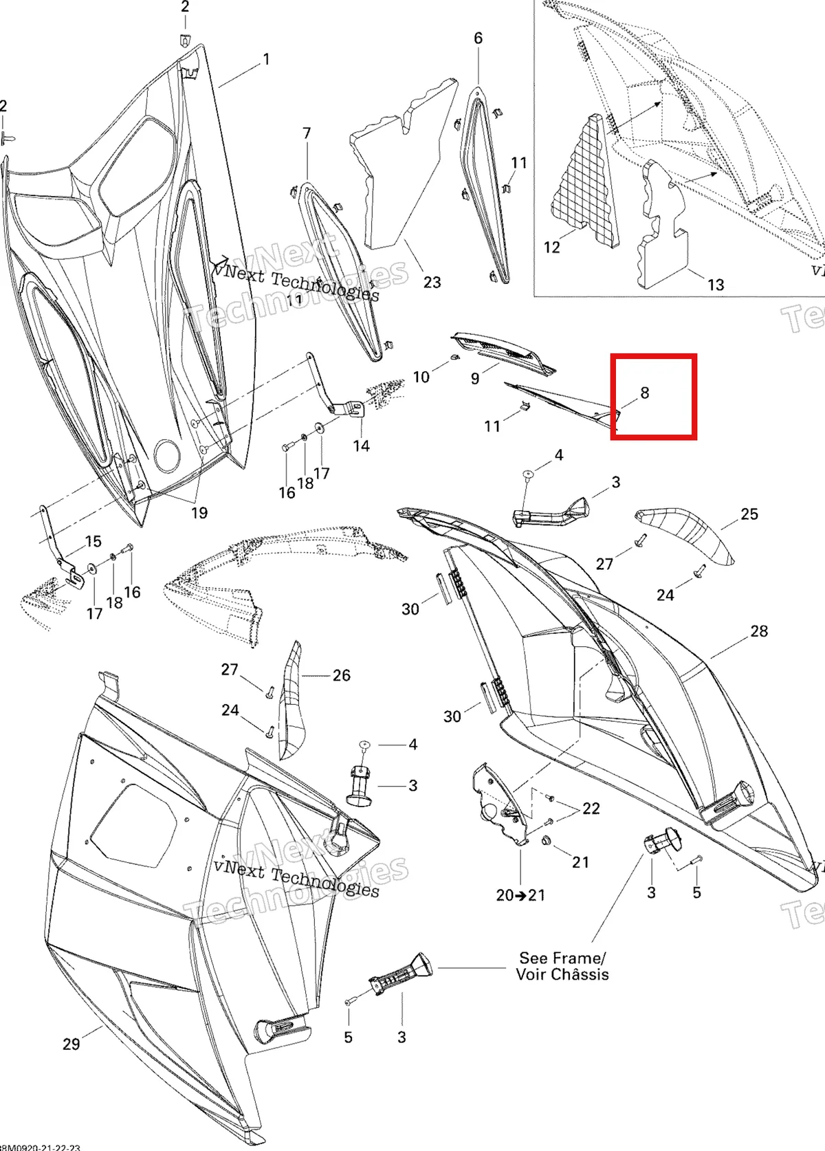 Деталь 517302938 на схеме узла 2009 Ski-Doo GSX Fan Hood