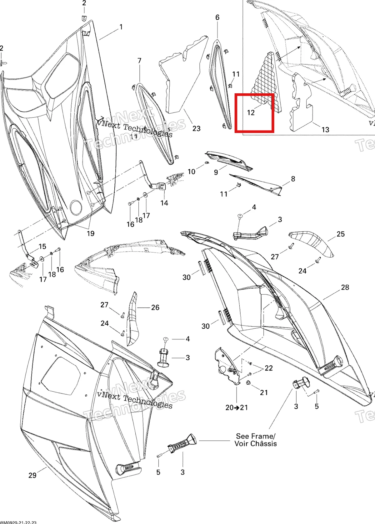 Деталь 517303082 на схеме узла 2009 Ski-Doo GSX Fan Hood